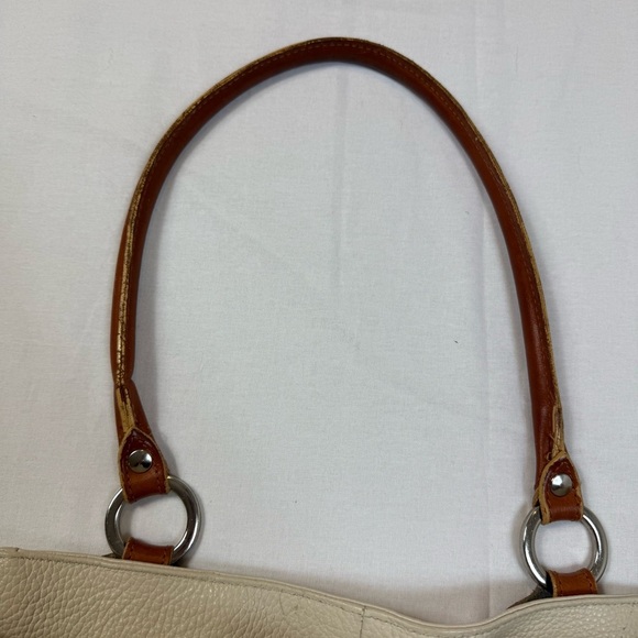 Cristina Made in Italy Genuine Leather Cream and Brown Tote Bag - Picture 5 of 16